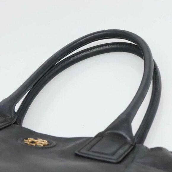 TORY BURCH Tote Bag Leather Black Gold Auth - Picture 9 of 16